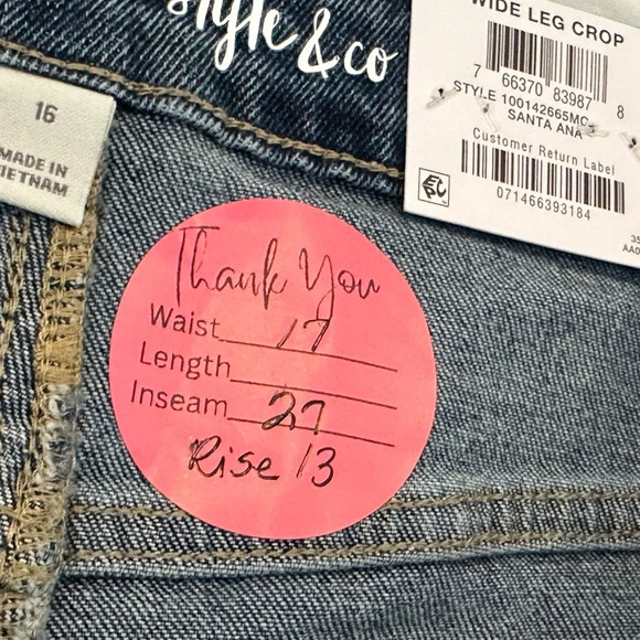 Style & Co. Wide Leg Crop Jeans Frayed Hem - Picture 8 of 9